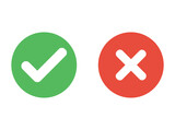 Set of colorful checkmark and cross mark icon.
