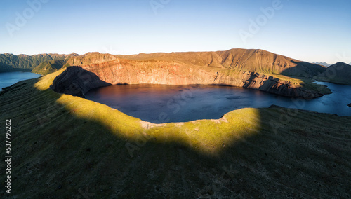 Tableau sur toile Volcano, Kyushu, Mount Aso, Beautiful Panorama Aerial View Smoke Gas Steam Crate