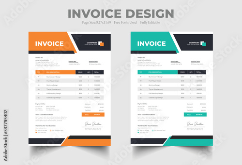 minimal invoice template vector design