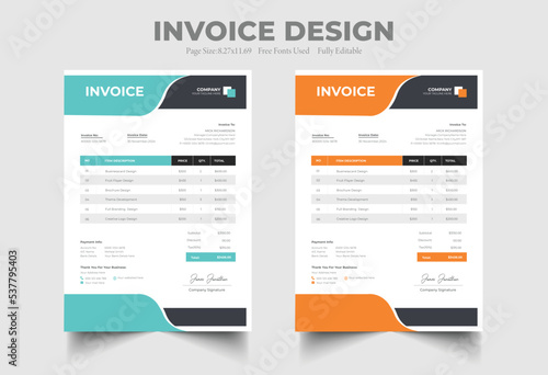 minimal invoice template vector design