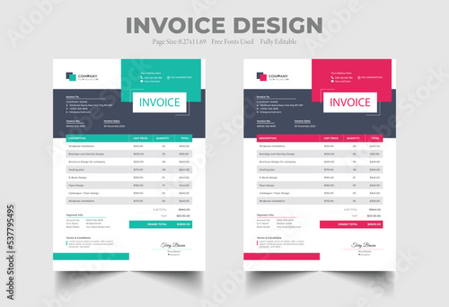 minimal invoice template vector design