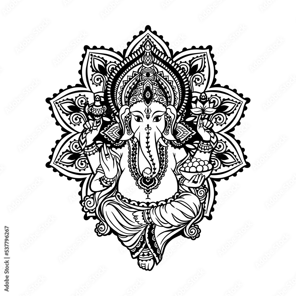 Fototapeta premium lord Ganesh image. God with elephant head. vector Illustration
