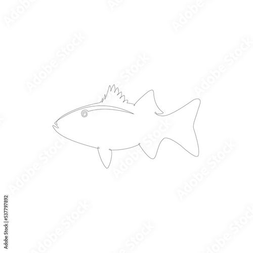 Continuous one line drawing fish. Hand drawn minimalism style. vector illustration. Black and white.