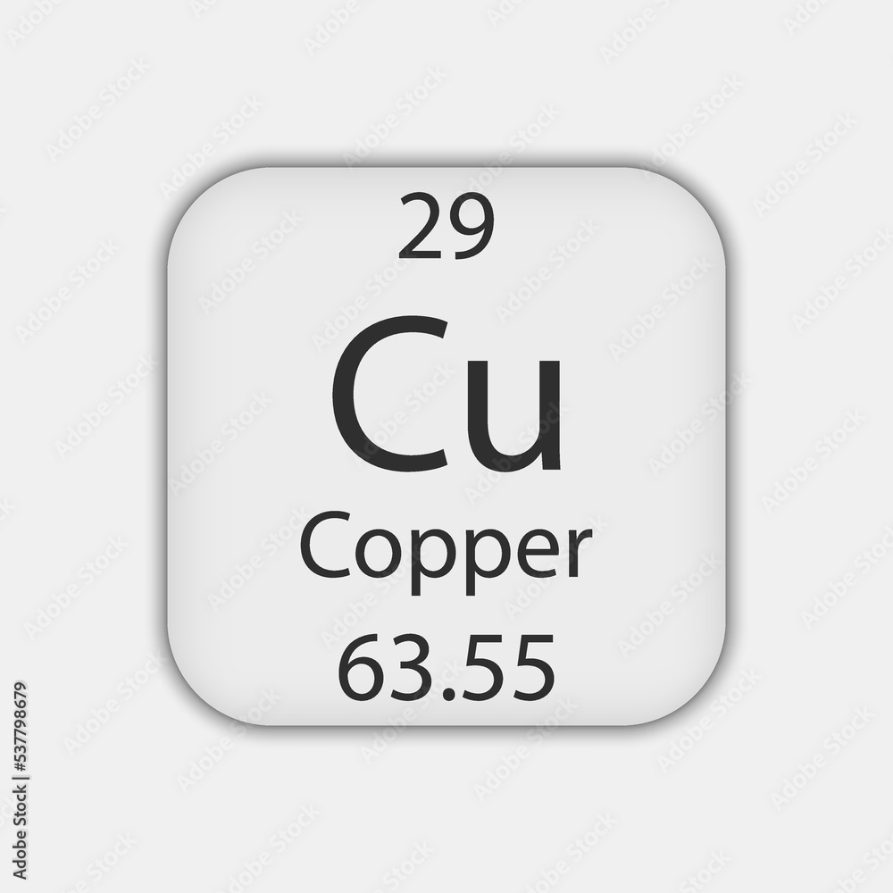 Copper symbol. Chemical element of the periodic table. Vector illustration. Copper symbol. Chemical element of the periodic table. Vector illustration.
