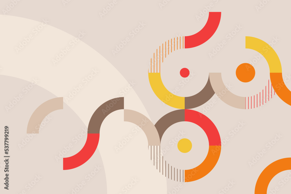 Fototapeta premium Flat colorful geometric rounded shapes background