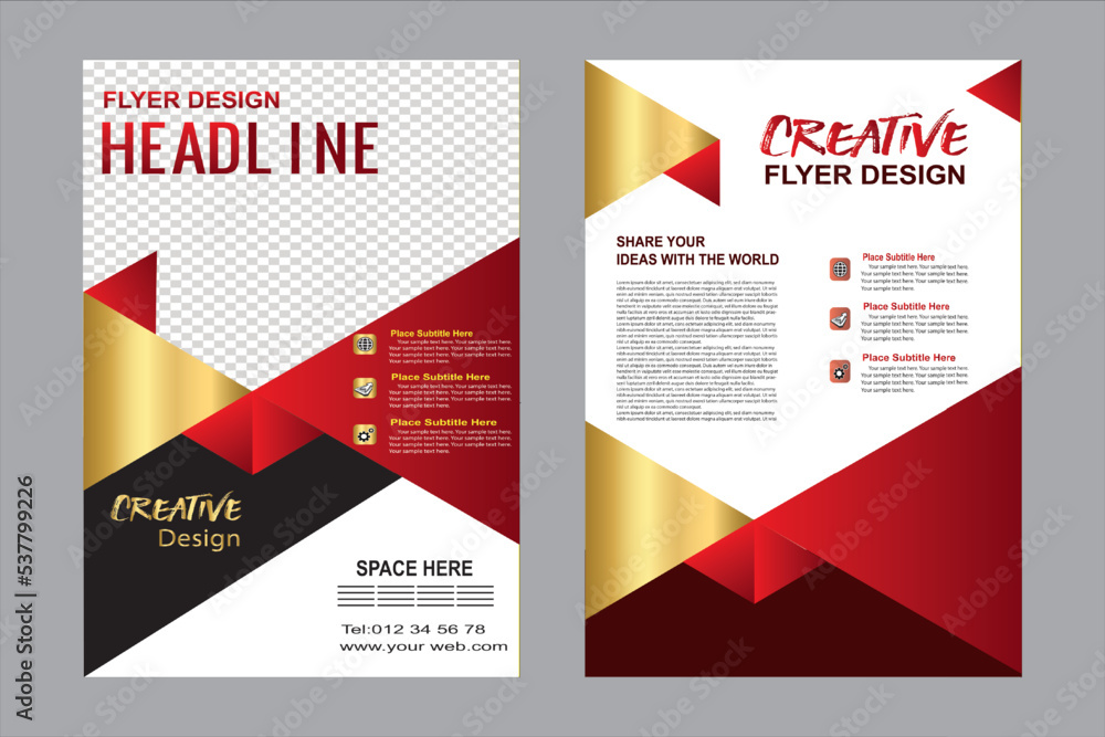 Flyer design. Business brochure template. Annual report cover. Booklet for education, advertisement, magazine page. A4 size vector illustration.