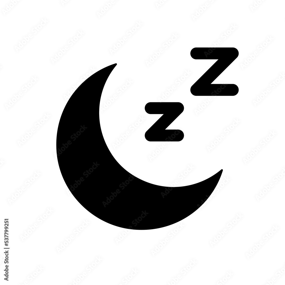 Sleep black glyph ui icon. Sleeping mode. Muted sound. Do not disturb. Bedtime. User interface design. Silhouette symbol on white space. Solid pictogram for web, mobile. Isolated vector illustration Sleep black glyph ui icon. Sleeping mode. Muted sound. Do not disturb. Bedtime. User interface design. Silhouette symbol on white space. Solid pictogram for web, mobile. Isolated vector illustration