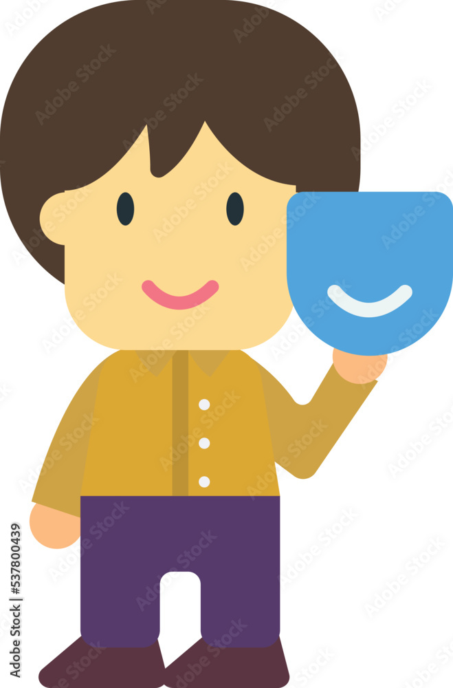 boy and fancy mask illustration in minimal style boy and fancy mask illustration in minimal style