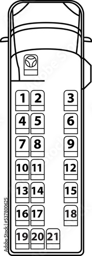 The scheme of seats in the shuttle bus