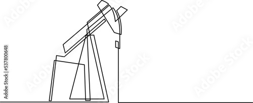 Continuous line art of oil pump station. Petrol transportation gasoline silhouette. Oil gas economy industrial concept. Vector illustration.