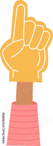 Hand up flat icon Fun foam finger for support