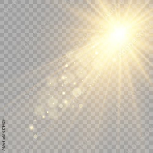   Vector transparent sunlight special lens flare light effect. Bright beautiful star. Light from the rays. 