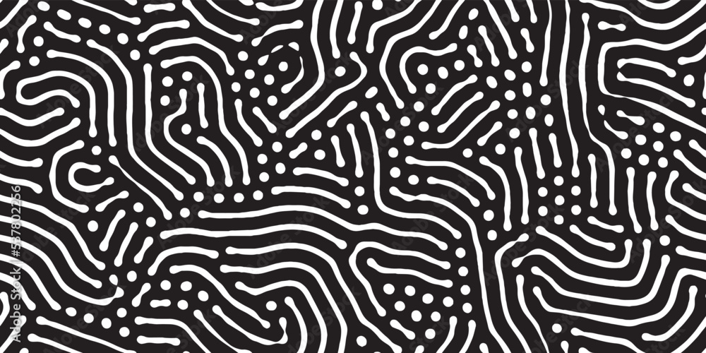 Abstract organic seamless pattern in black and white