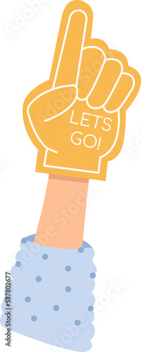 Fun foam finger flat icon Support at game