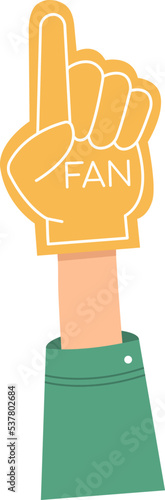 Football attribute flat icon Show support by foam finger