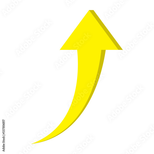 Yellow arrow up. Arrow up icon. Color flat ui for website. Top symbol for button isolated on white background. Vector illustration.