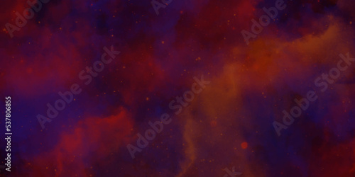 Abstract night sky space watercolor background with stars. Watercolor dark red pink nebula universe. Watercolor hand drawn illustration. Pink watercolor ombre leaks and splashes texture. © MdLothfor