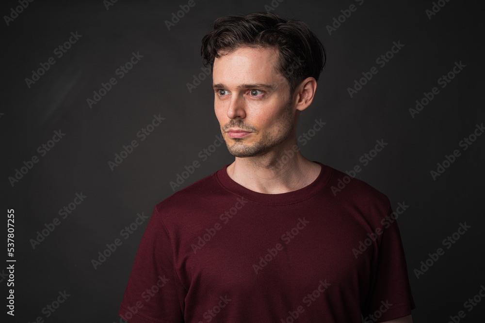 Studio portrait of handsome man against gray background