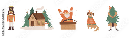 vector set of beautifyl Christmas themed scenes photo