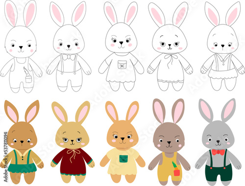 hare  rabbit character set on white background  isolated vector