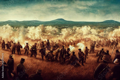 Vászonkép Cinematic digital artwork featuring the civil war in America in 1860s
