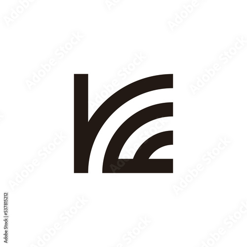 Letter r and E curve. square geometric symbol simple logo vector