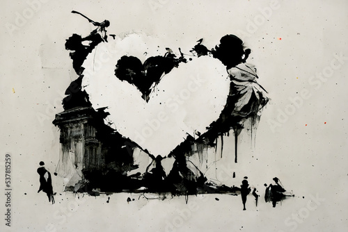 Symbolic stencil art of strength through love and bonding Fototapet