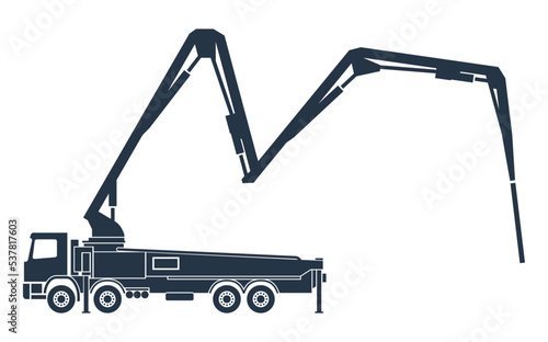 Concrete pump truck flat icon