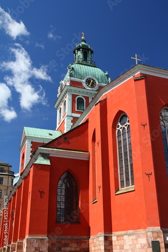 Red church in Stockholm, Sweden