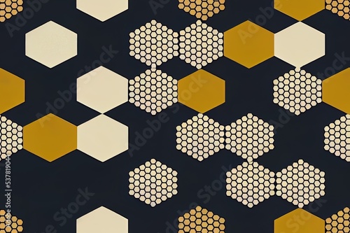 2d seamless pattern. Modern stylish texture. Repeating geometric tiles with filled with dots hexagons. Regular hipster background. Small circles form hexagonal minimalistic ornament.
