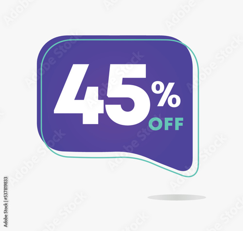45% off. Design template for sales, offers, discount. Vector illustration