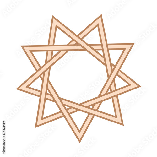 a Slavic symbol decorated with an ornament of Scandinavian weaving. Beige trendy, design with runes and sun