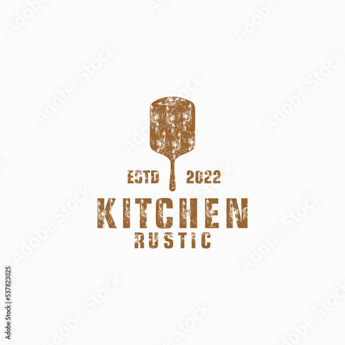 rustic kitchen vintage logo with cutting board vector design