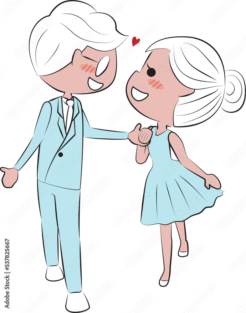 doodle hand draw couple kiss for valentine's day