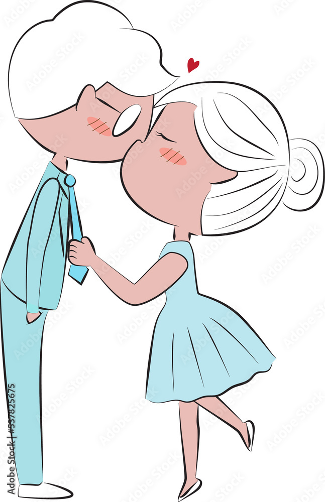 doodle hand draw couple kiss for valentine's day doodle hand draw couple kiss for valentine's day