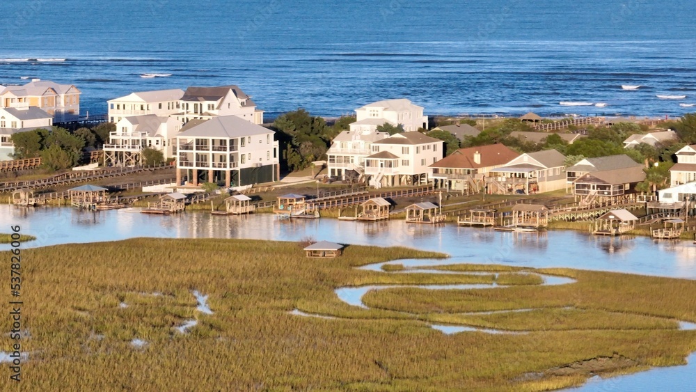 Coastline of Pawleys Island South Carolina a popular family vacation