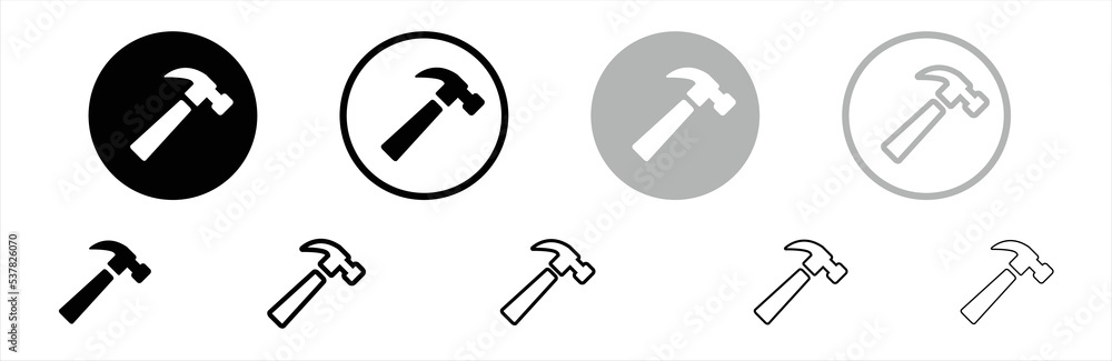 Hammer icon. Hammer icon set. Hammer button symbol. Filled flat sign. Vector illustration.
Hammer icon. Hammer icon set. Hammer button symbol. Filled flat sign. Vector illustration.