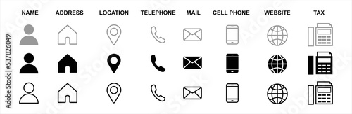 Business card icon set, contact information icon, contact information icons symbol, Vector illustration.