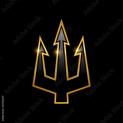 Golden Trident Logo Vector Sign