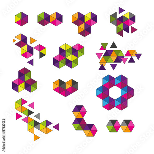Abstract geometric figures. Colored geometric shapes. Simple flat vector illustration on a white background