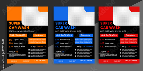 Creative Car Wash Flyer set, Abstract design carwash flyer bundle, Car Detailing, Auto Detailing Flyer, Car Wash poster templates