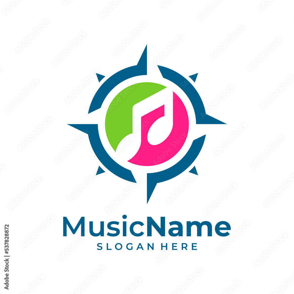 Music Compass Logo Vector Icon Illustration. Compass Music logo design template Music Compass Logo Vector Icon Illustration. Compass Music logo design template