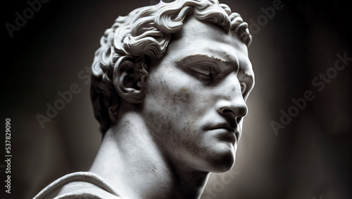 Illustration of a Renaissance marble statue of Theseus. He was the mythical king and founder-hero of Athens.