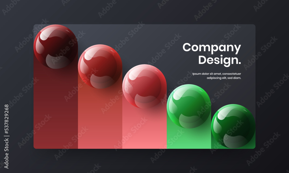 Vivid brochure design vector template. Fresh 3D spheres book cover concept.