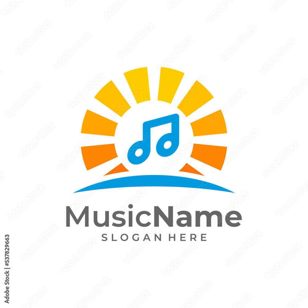 Obraz premium Music Sun Logo Vector Icon Illustration. Sun Music logo design template