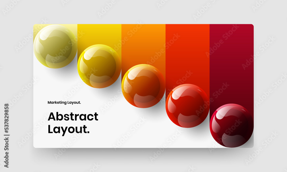 Multicolored realistic spheres company identity concept. Fresh site screen design vector layout.