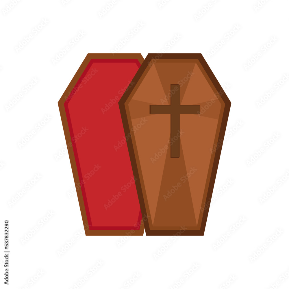 Fototapeta premium Coffin Halloween character design isolated on a white background