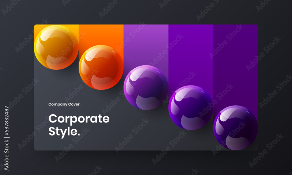 Creative 3D spheres front page illustration. Amazing pamphlet vector design template.