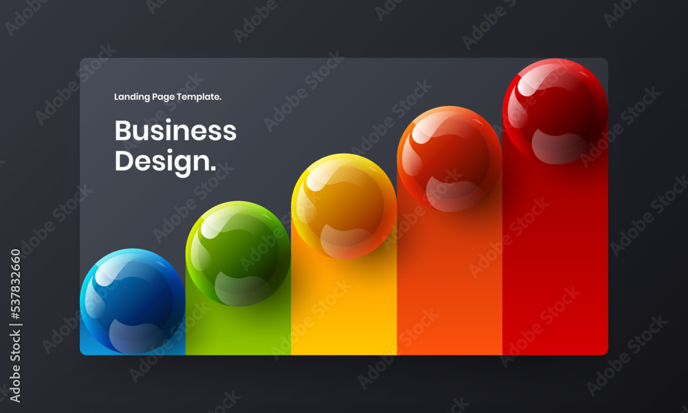 Clean realistic spheres booklet illustration. Creative corporate cover vector design template.
