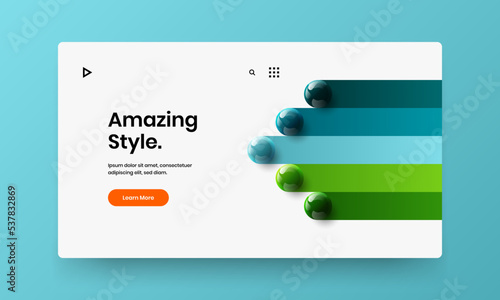 Geometric pamphlet vector design illustration. Simple 3D spheres booklet concept.